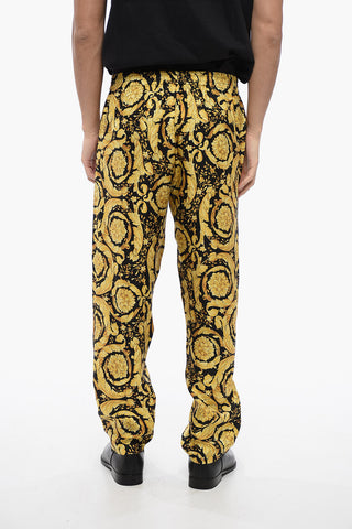 Pantaloni in Seta con Stampa Barocco