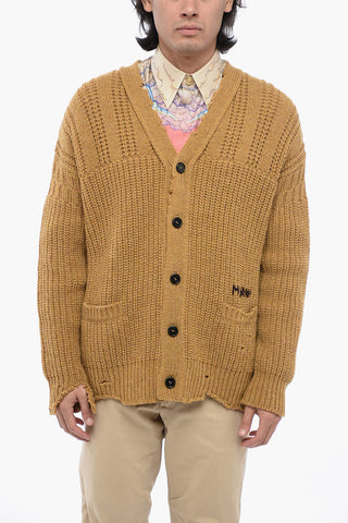 Cardigan In Lana Con Logo Ricamato