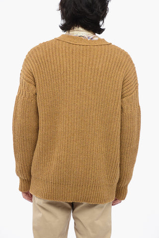 Cardigan In Lana Con Logo Ricamato
