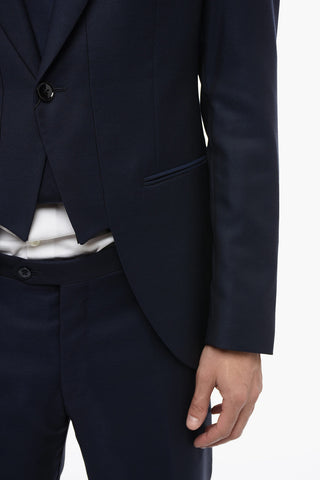 Virgin Wool 1-Button Suit With Peak Lapel