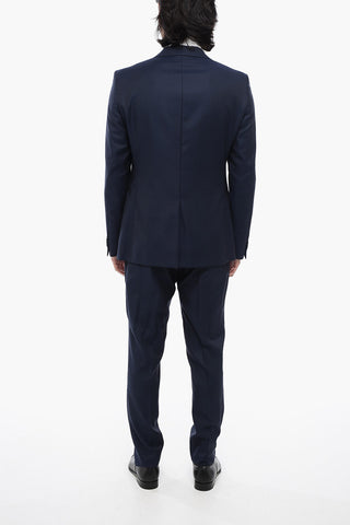 Virgin Wool 1-Button Suit With Peak Lapel