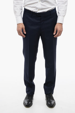 Virgin Wool 1-Button Suit With Peak Lapel