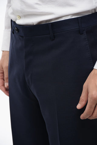 Virgin Wool 1-Button Suit With Peak Lapel