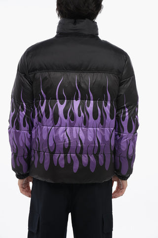 Giubbotto Imbottito Con Stampa Fiamme