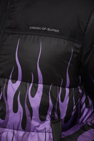 Giubbotto Imbottito Con Stampa Fiamme
