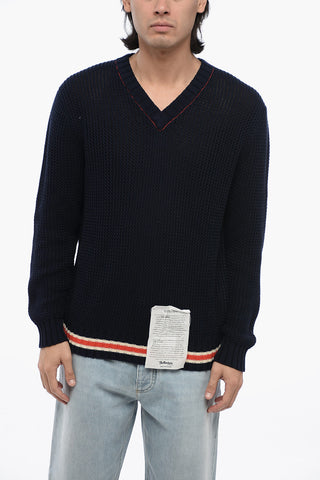Maglia in Cotone Intrecciato con Scollo a V