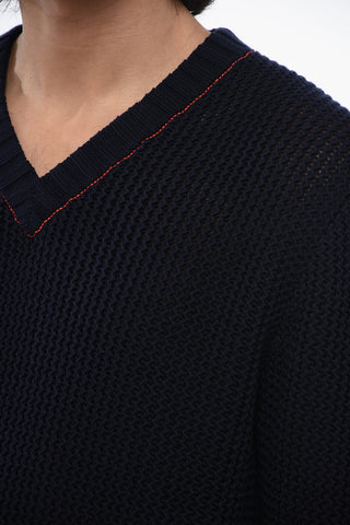 Maglia in Cotone Intrecciato con Scollo a V
