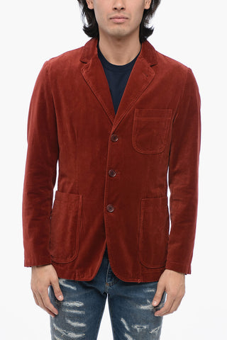 ATA Blazer in Velour con Tasche a Toppa