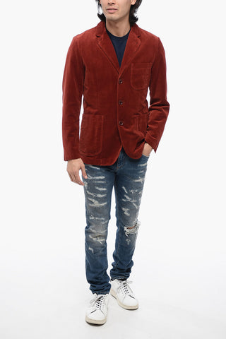 ATA Blazer in Velour con Tasche a Toppa