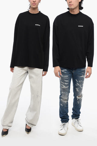 Long-Sleeved UNISEX Crewneck T-Shirt with Contrasting Logo