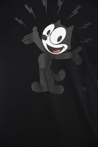 FELIX THE CAT Solid Color Crew-Neck T-shirt with Frontal Print