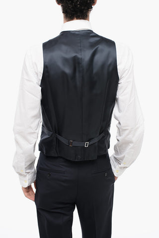 Three-Piece Virgin Wool Suit With Waistcoat And Two Vents