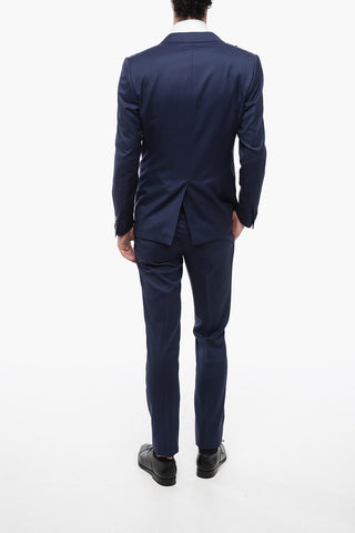 Virgin Wool and Silk 3-Button Suit With peak lapel