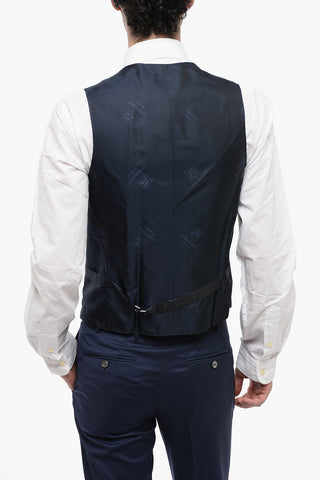 Virgin Wool and Silk 3-Button Suit With peak lapel