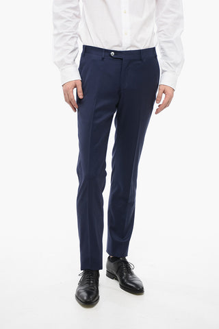 Virgin Wool and Silk 3-Button Suit With peak lapel