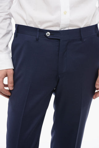 Virgin Wool and Silk 3-Button Suit With peak lapel
