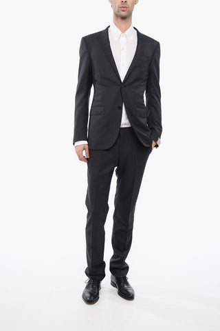 Virgin Wool Side Vents Notch Lapel 2-Button Suit