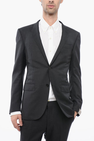 Virgin Wool Side Vents Notch Lapel 2-Button Suit