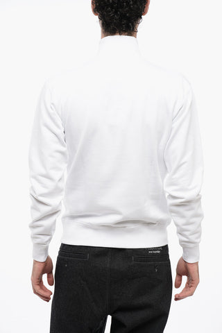 Mock Neck Cotton Sweatshirt with Half Zip