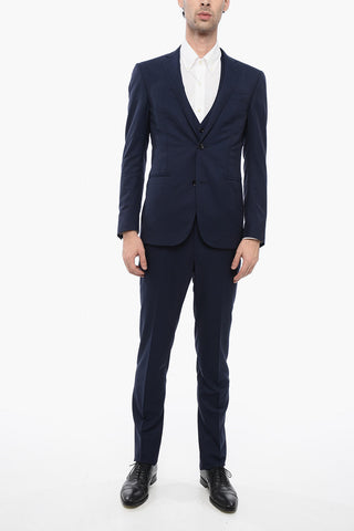 Wool Side Vents 3 Piece Waistcoat Suit