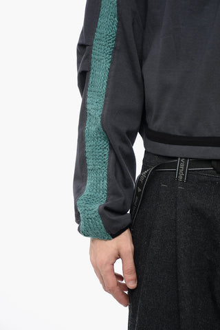 Cotton Crew-neck Sweatshirt with Knit Detail