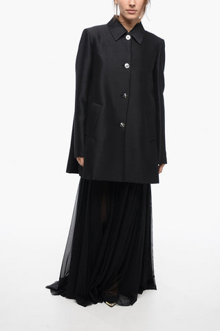 Wool-blended Coat with MEDUSA Buttons
