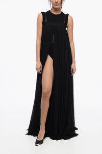 Extra-langes Chiffon-Top mit Frontschlitz