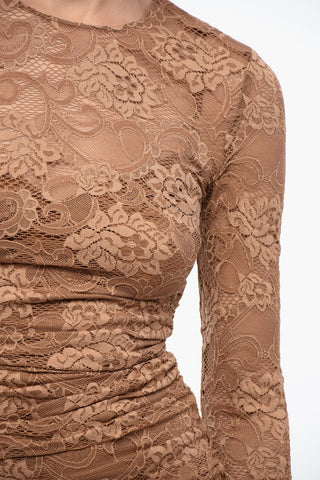 Draped Lace Sheath Dress with Inner Petticoat