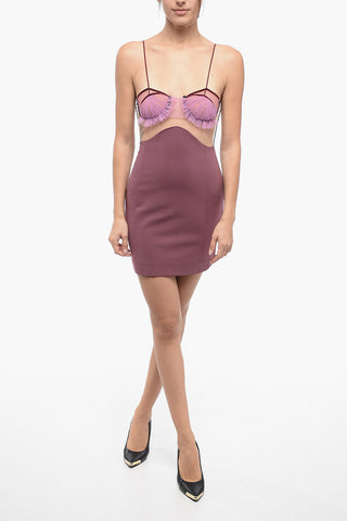 Mesh and Tulle Detailed EXPLOSIVE FLOWER Bra Sheath Dress