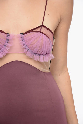 Mesh and Tulle Detailed EXPLOSIVE FLOWER Bra Sheath Dress