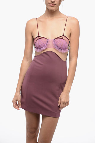 Mesh and Tulle Detailed EXPLOSIVE FLOWER Bra Sheath Dress