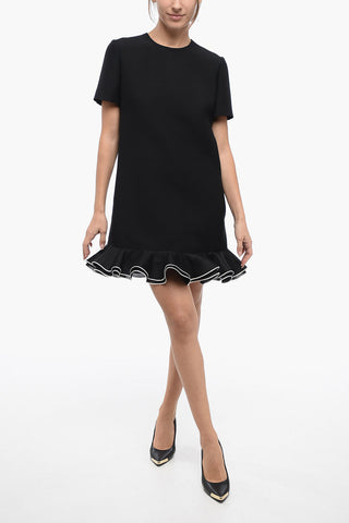 Tee Dress in Misto Seta con Fondo Ruffle