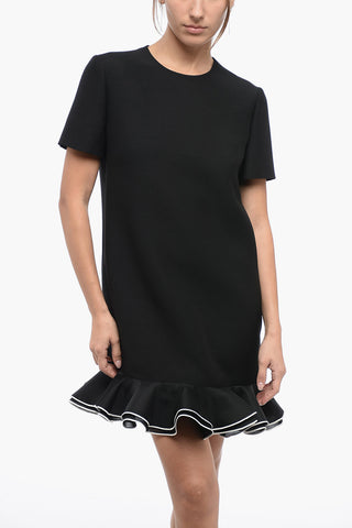 Tee Dress in Misto Seta con Fondo Ruffle