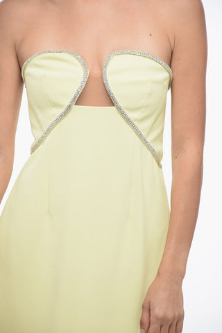 Vestito Midi Bandeau con Scollo a Cuore e Cristalli