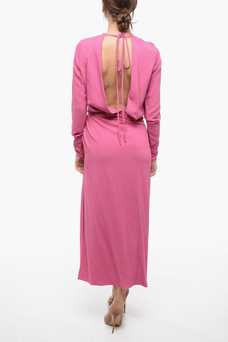 Vestito Bare Back a Maniche Lunghe con Spacco Laterale