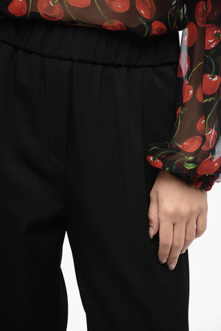 Gerade geschnittene Hose aus Schurwolle mit Kordelzug