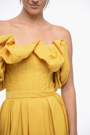 Flared Dress with Corset and Balloon Sleeves