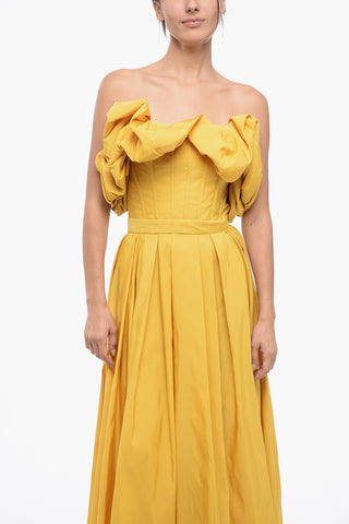 Flared Dress with Corset and Balloon Sleeves