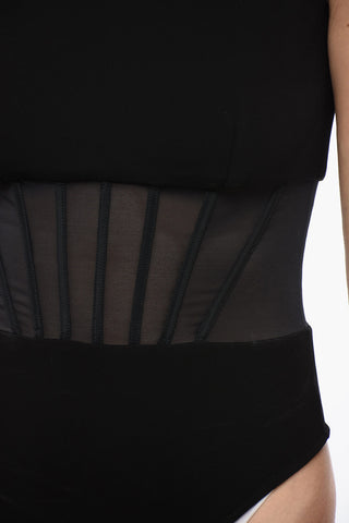 Sleeveless Bodysuit with See-Through Insert