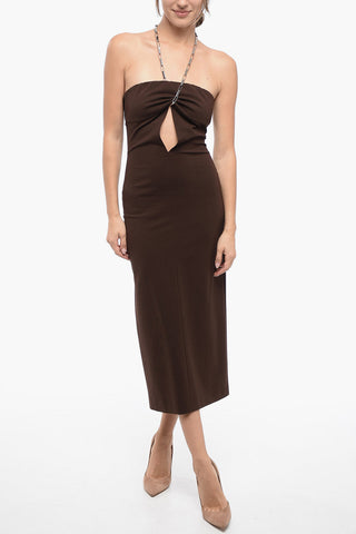 Vestito Midí Stretchy Cut-Out con Dettaglio Chain