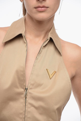 Open-back Cargo Jumpsuit with Applicated Logo