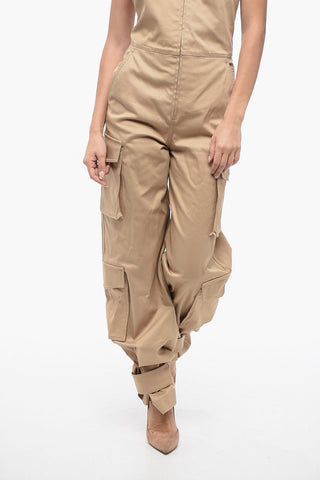 Open-back Cargo Jumpsuit with Applicated Logo