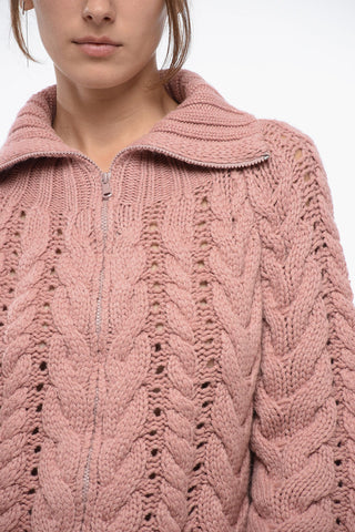 Cable Knit Pure Cashmere with Full Zip
