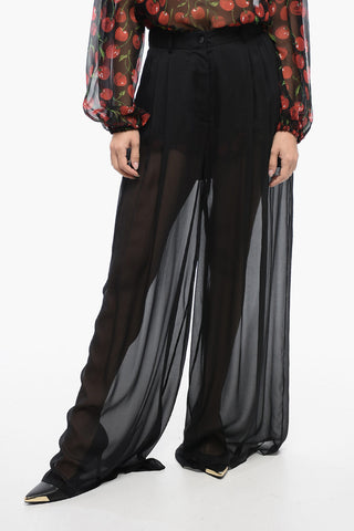See Through Silk Chiffon Palazzo Pants