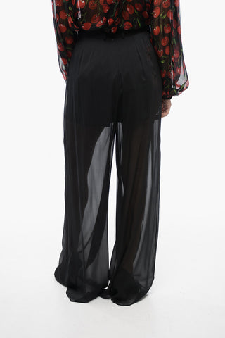 See Through Silk Chiffon Palazzo Pants