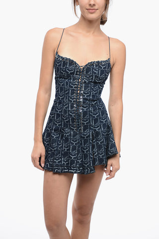 Vestito in Denim Logato Desing Corsetto
