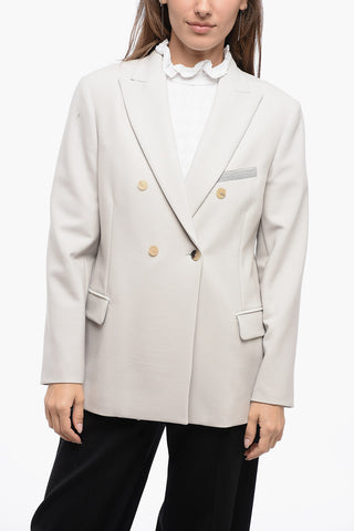 Double-Brested Blazer with shimmer Breast Pocket