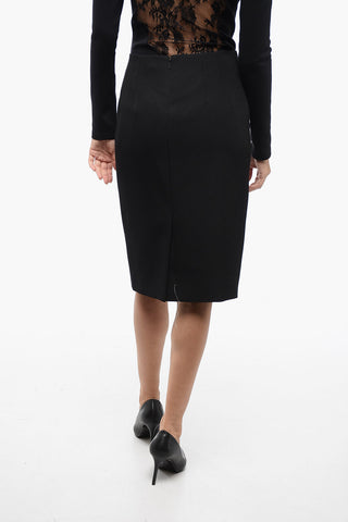 Grain de Poudre Pencil Skirt with Rear Zip