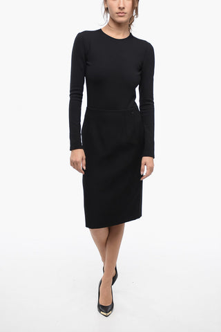Grain de Poudre Pencil Skirt with Rear Zip