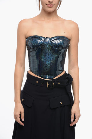 Corset Designed Sequined Tube Top